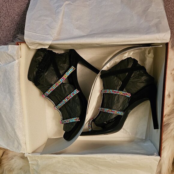 NIB Donald Pliner Leather Rhinestone Pumps, 7.5 - Picture 7 of 12